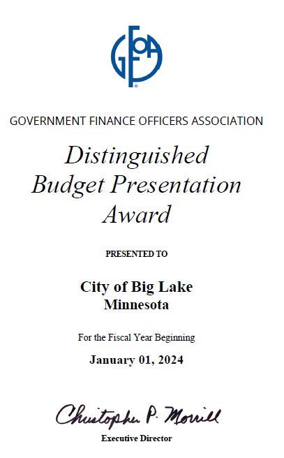 GFOA Budget Award of Excellence